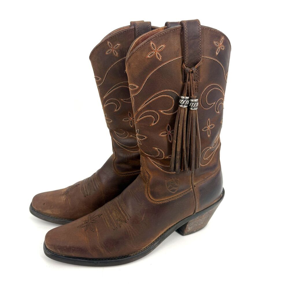 Ariat Desert Star Cowgirl Boots Womens 7.5 B Tassels Western Brown Rodeo
